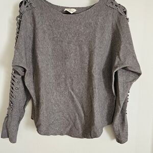 Stylish Gray Women's Sweatshirt with Embellished Sleeves